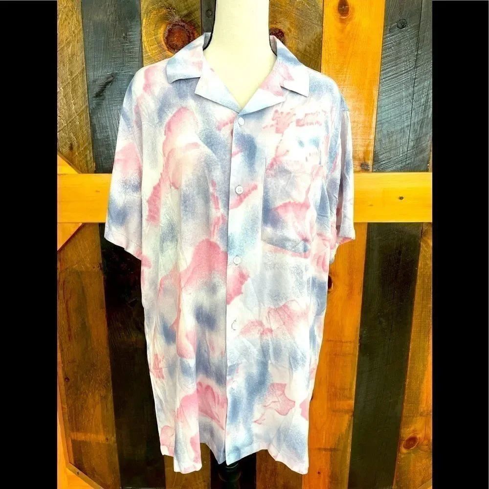 New SHEIN button front “watercolor “ print shirt